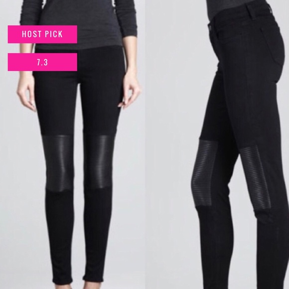 J Brand Denim - J Brand Nicola Genuine Leather Trim Moto Jeans